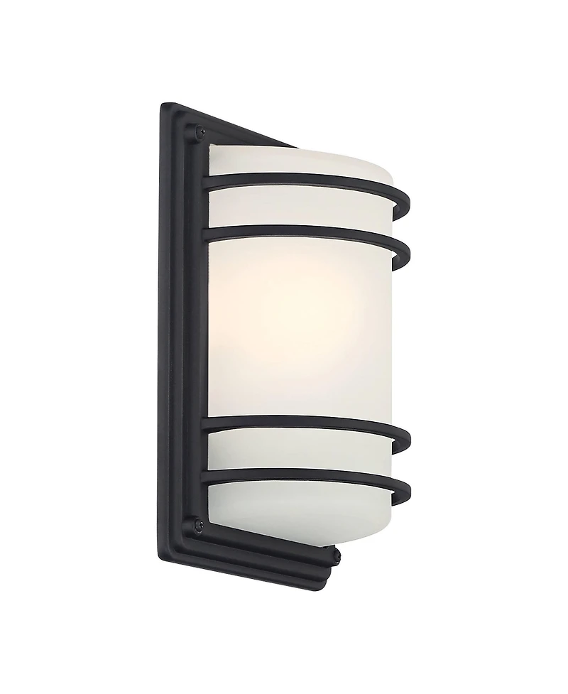 John Timberland Habitat Modern Industrial Outdoor Wall Light Fixtures Set of 2 Metal 11inch Frosted Glass for Post Exterior Barn Deck