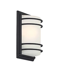John Timberland Habitat Modern Industrial Outdoor Wall Light Fixtures Set of 2 Metal 11inch Frosted Glass for Post Exterior Barn Deck