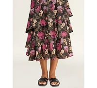 Katia Rae Juniors' Floral Printed Sweetheart Neck Midi Dress