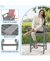 Sugift Set of 2 Counter Height Outdoor Hdpe Bar Stools with Armrests and Footrest