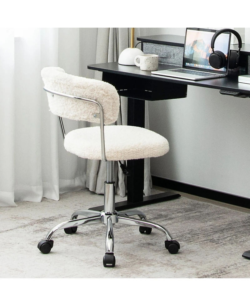 Gouun Sherpa Office Chair Adjustable Swivel Vanity Desk Chair Padded