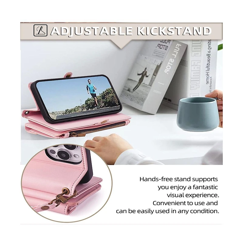 Artudatech 5-in-1 Wallet Case for iPhone 17 - Card Holder with Zipper Pocket, Wrist and Crossbody Straps