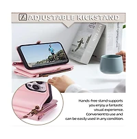 Artudatech 5-in-1 Wallet Case for iPhone 17 - Card Holder with Zipper Pocket, Wrist and Crossbody Straps