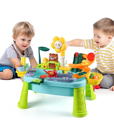Gnuadz 4-in-1 Sand Water Table Kitchen Sink Pump Play Food Fishing Set