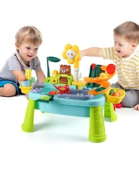 Gnuadz 4-in-1 Sand Water Table Kitchen Sink Pump Play Food Fishing Set