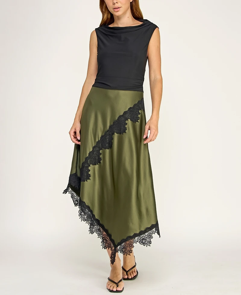 Row A Juniors' Cowl Neck Midi Dress