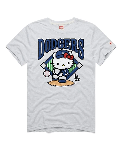 Homage Men's and Women's Ash Los Angeles Dodgers Hello Kitty Tri-Blend T-Shirt