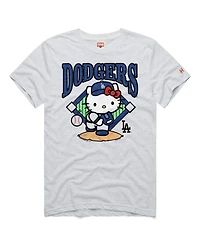 Homage Men's and Women's Ash Los Angeles Dodgers Hello Kitty Tri-Blend T-Shirt