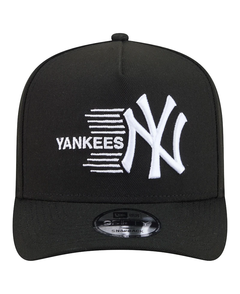 New Era Men's Black New York Yankees Motion A-Frame 9FIFTY Snapback Hat