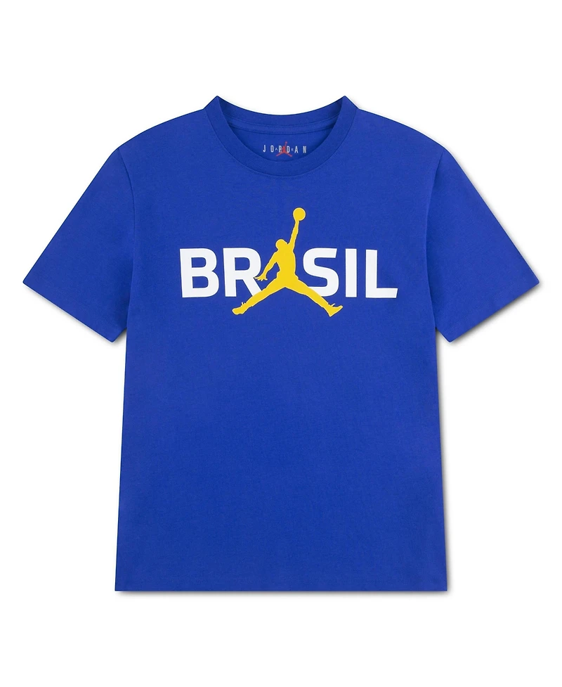 Jordan Big Boys and Girls Royal Brazil National Team 5-Star Logo T-Shirt