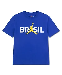 Jordan Big Boys and Girls Royal Brazil National Team 5-Star Logo T-Shirt
