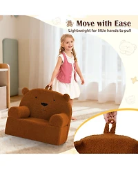 Slickblue Toddler Foam Couch with Bear Design and Soft Fleece Fabric Cover