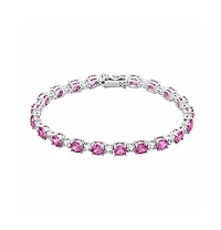 Suzy Levian New York Sterling Silver Round-Cut Sapphire Alternating Rythm Tennis Bracelet