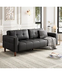 homfan Sophisticated Faux Leather Sofa with High-Density Cushioning and Durable Wood Frame - Comfortable Modern Seating for Living Room