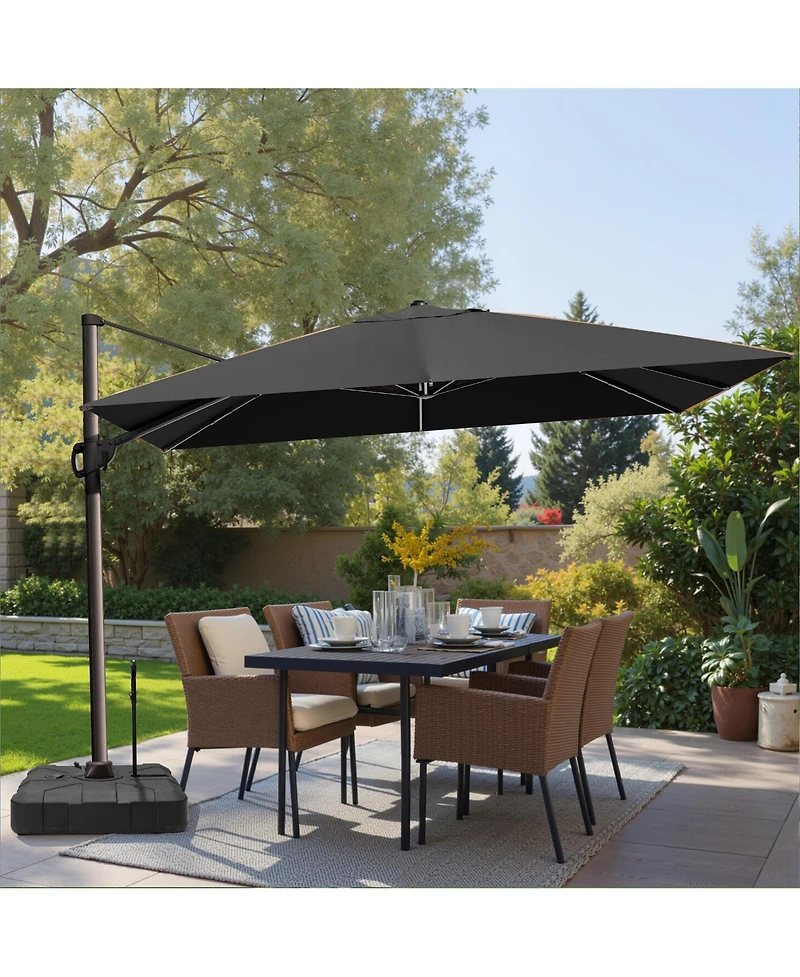 Pellebant Outdoor Patio 9X12Feet Aluminum Cantilever Umbrella with Rod Wheel Base