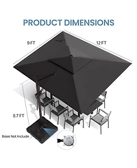 Pellebant Outdoor Patio Double Top Aluminum Cantilever Umbrella