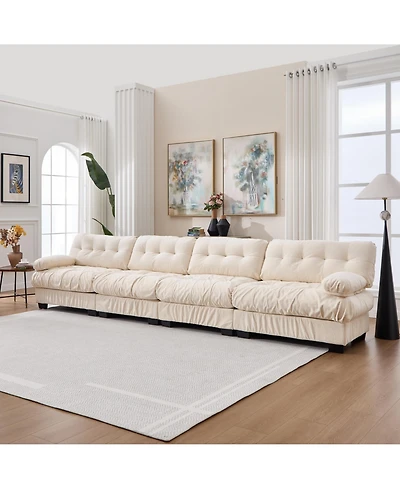 Clihome Modular Sectional Sofa Cloud Couch, Modern Couches for Living Room,4-Seat Comfy advanced flannelette Bedroom