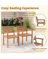 Sugift Outdoor Acacia Wood Patio Dining Chair Set with 400 lb Weight Capacity