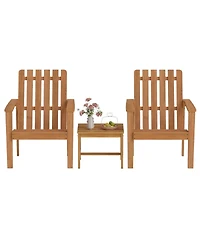 Sugift Acacia Wood Outdoor Patio Adirondack Chair with Slatted Backrest and Armrests