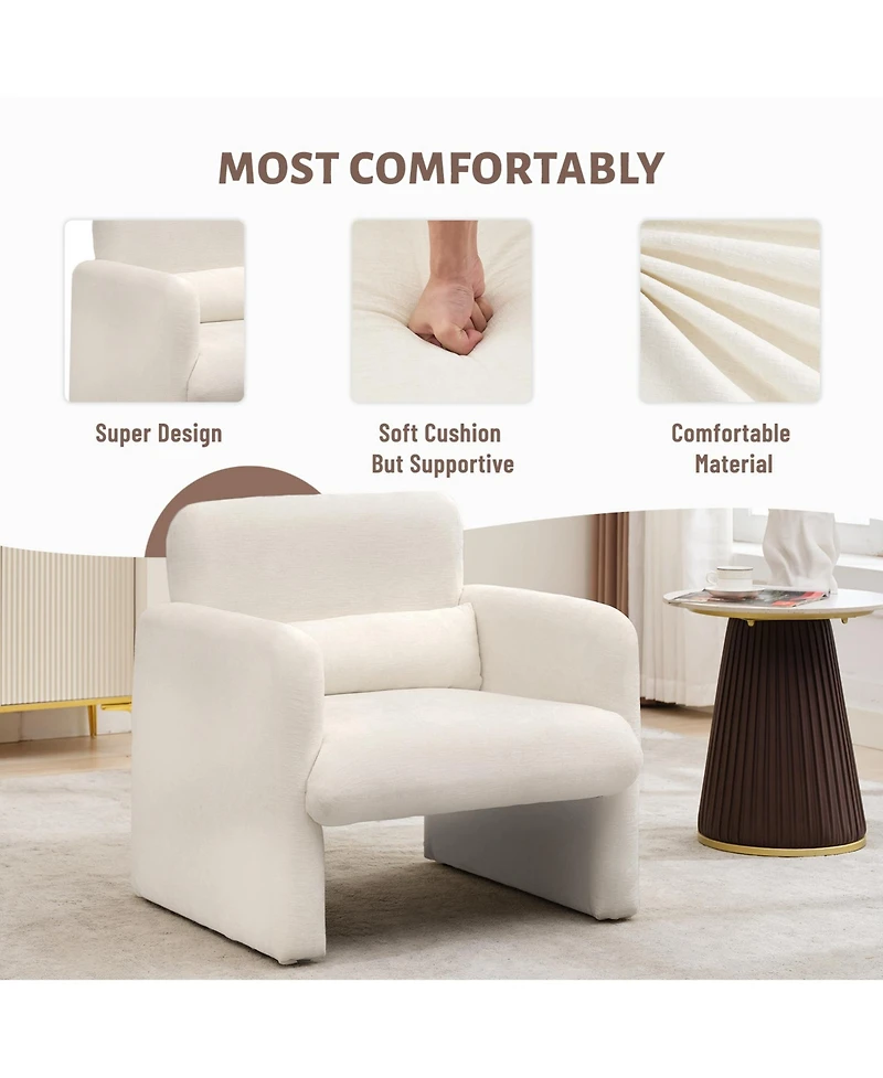homfan Modern Accent Chair with Chenille Upholstery and Lumbar Pillow - Comfortable Minimalist Seating with Ergonomic for Living Room and Office