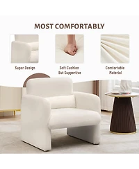 homfan Modern Accent Chair with Chenille Upholstery and Lumbar Pillow - Comfortable Minimalist Seating with Ergonomic for Living Room and Office