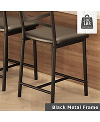 homfan Set of 6 Bar Stools, 26 Inch Pu Leather Stools with Straight Back and Thick Cushion for Kitchen Island or Dining Room