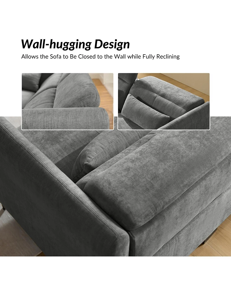 Hulala Home Teekam 73.25"W Power Reclining Zero Gravity Sofa with Adjustable Headrest And Footrest