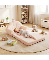 Slickblue 2-in-1 Convertible Kids Sofa Chair with Fold-Out Toddler Bed