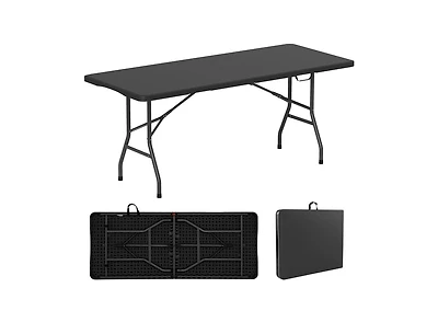 Boyel Living 6 ft Portable Folding Table 350 Lbs Fold-in-Half with Hdpe Tabletop