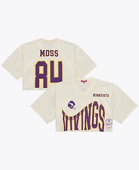 Mitchell & Ness Women's Randy Moss Cream Minnesota Vikings Retired Player Cropped Fashion Jersey