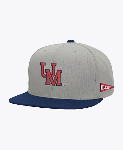 Mitchell & Ness Men's Gray/Navy Ole Miss Rebels Plaid Og Snapback Hat