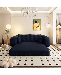 Clihome 78.7" Folding Sleeper, 3-in-1 Convertible Sofa Bed - Teddy Velvet Floor