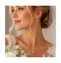 Dloria Gold-Plated Cubic Zirconia Faux Pearl Pendant Necklace