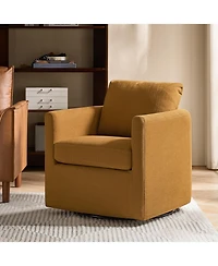 Modern Asser Slipcovered Swivel Chair