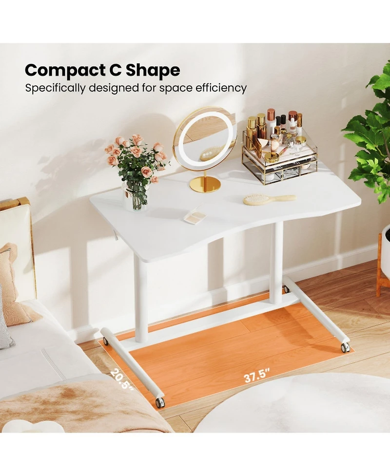 Gouun Sit-to-Stand Rolling Computer Desk with Adjustable Height