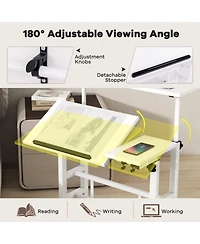 Gouun Mobile Standing Desk with 2 Tilting Desktops and Lockable Wheels