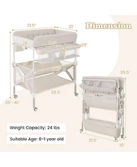 Gouun Portable Baby Changing Table with Wheels and Storage Rack