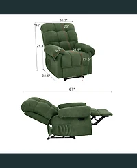 Clihome Green Recliner Chair, Overstuffed Armchair,Living Room Seating, Reading Chair,Ergonomic Lounge Chair, Soft Fabric Recliner
