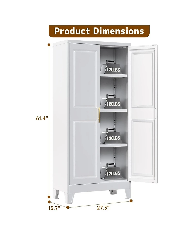 Boyel Living Metal Kitchen Pantry Cabinet with Doors and Shelves, Tall Storage Organizer for Home Office Garage
