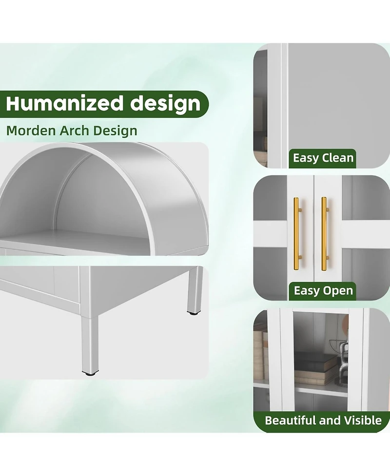 Boyel Living Arched Storage Cabinet with Drawer and Double Doors, Elegant Display Furniture for Living Room