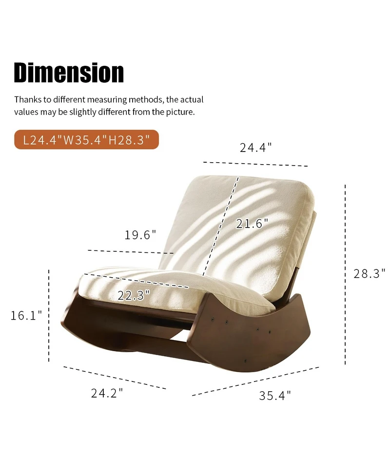 Rainsken Comfortable Glider Rocking Chair, Upholstery corduroy fabric Accent Chairs, Solid Wood Frame, for Living Room Bedroom Sunroom Outdoor