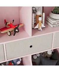 homfan 3-Tier Toy Storage Organizer with Engineered Wood Frame, Fabric Drawers Kids Bookshelf for Bedroom Playroom Nursery