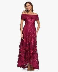 Xscape Women's Off-The-Shoulder Embroidered Floral Ball Gown