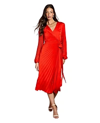 Coast Women's Satin Long Sleeve V-Neck Wrap Dress