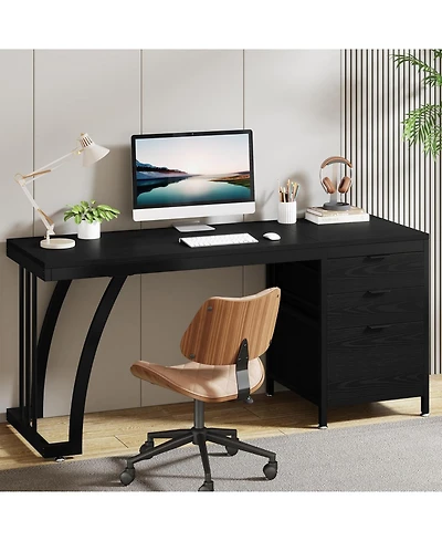 Tribesigns Computer Desk with 3 Drawers, Pc Desk with Reversible Drawers,Study Writing Table Workstation,File Storage for Home Office