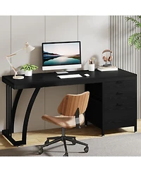 Tribesigns Computer Desk with 3 Drawers, Pc Desk with Reversible Drawers,Study Writing Table Workstation,File Storage for Home Office