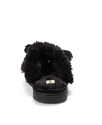 Dearfoams Women's Bianca Pile Slide Slipper with Bow