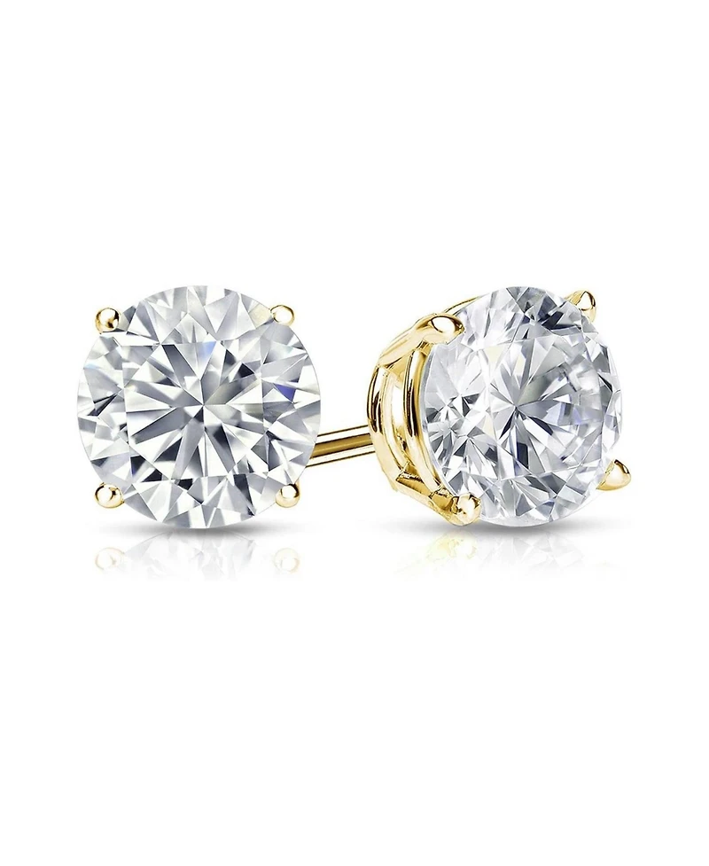 Suzy Levian Sterling Silver Cubic Zirconia Round-Cut Classic Stud Earrings