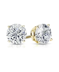 Suzy Levian Sterling Silver Cubic Zirconia Round-Cut Classic Stud Earrings