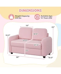 Slickblue 2-Seat Kids Sofa with Plush Teddy Fleece and Wooden Support Frame